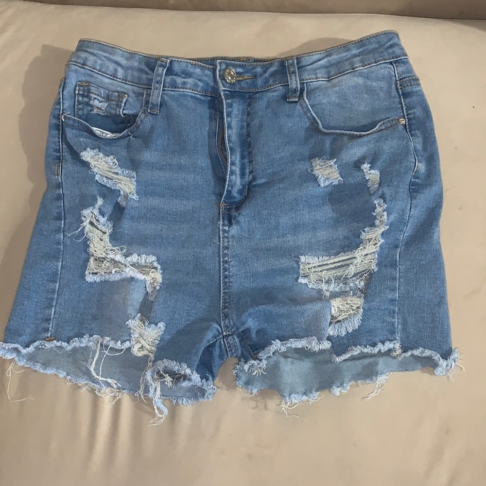 Ripped jean shorts